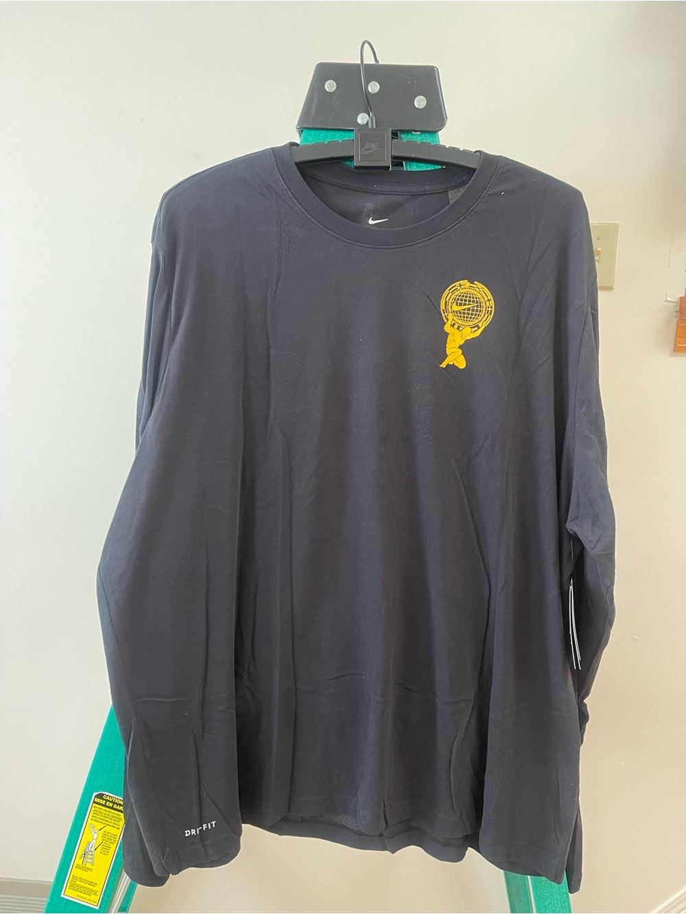 Nike Black Dri - Fit  Long-Sleeve Shirt with Yellow Globe Logo